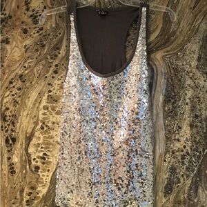 Guess Silver Sequin Racerback Tank